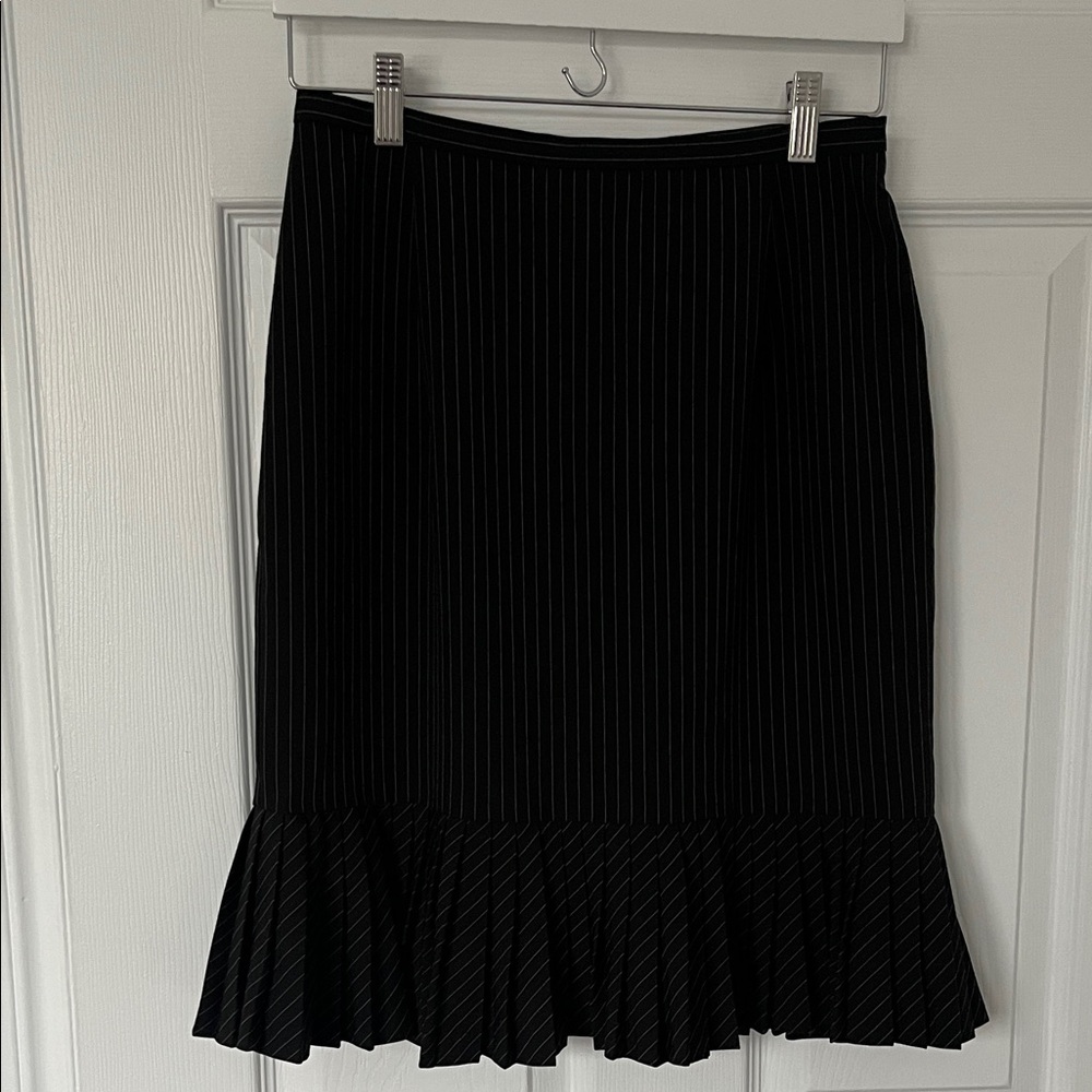 Nygard collection Black Pinstripe Ruffle Hem Skirt
